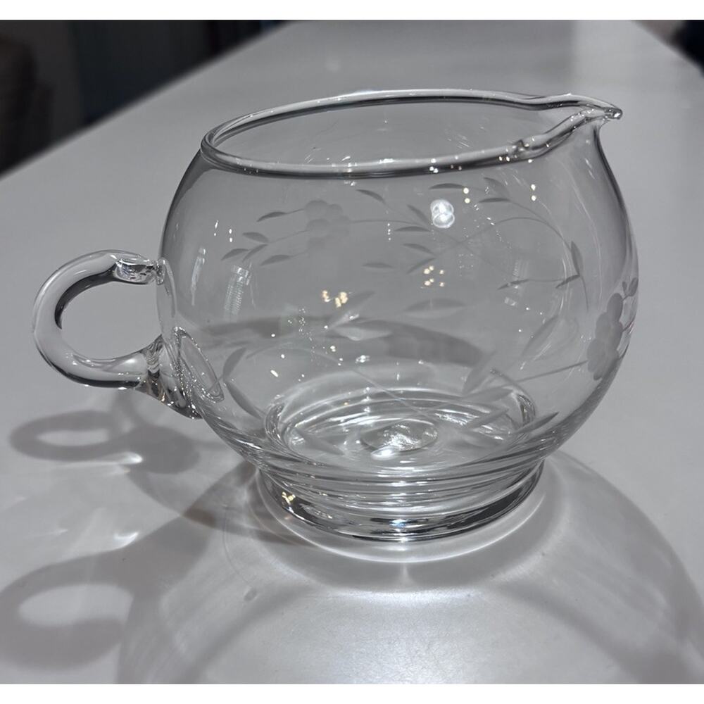 Princess House Heritage Crystal Etched Creamer 3.5" Exclusive